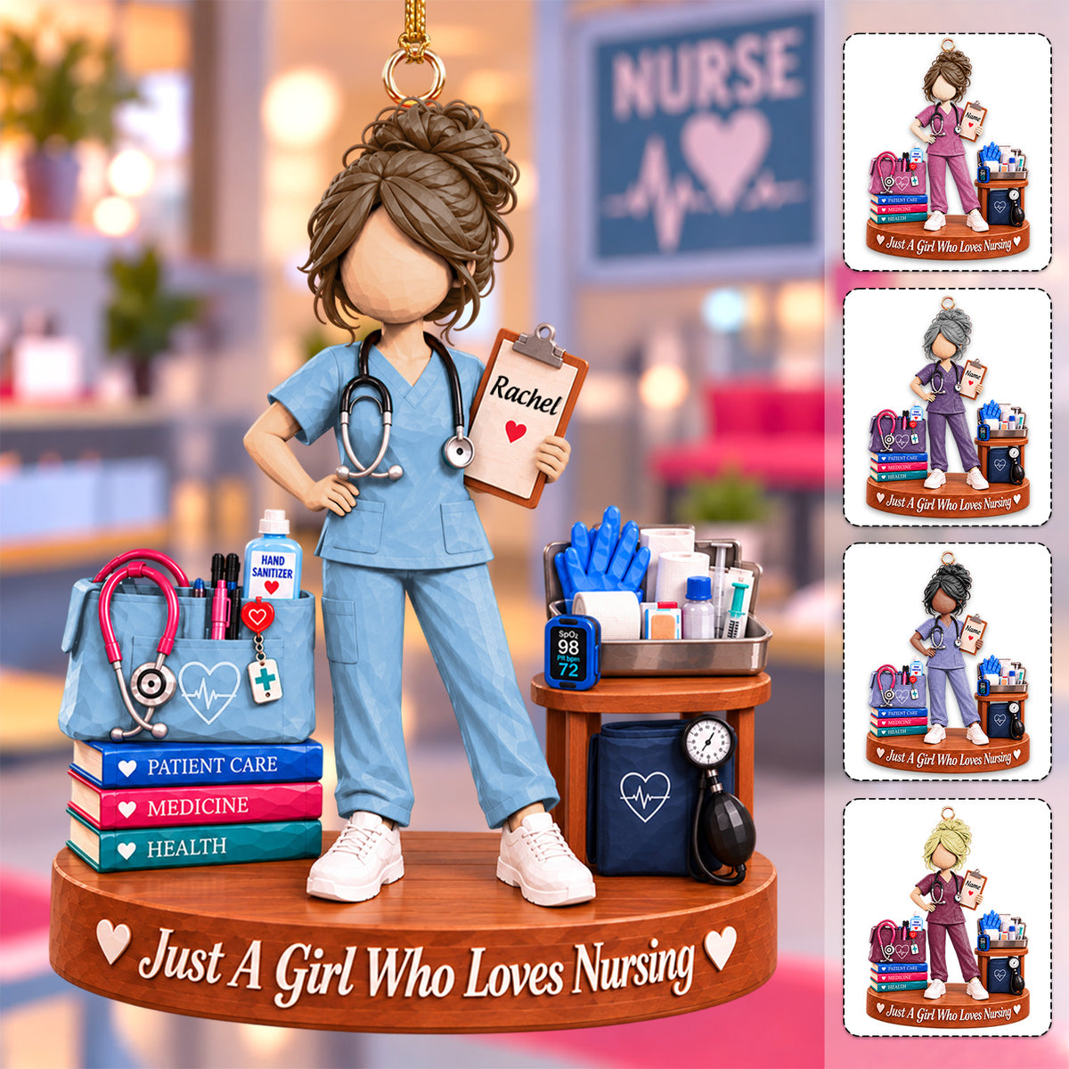 Custom Just A Girl Who Loves Nursing Acrylic Ornament, Gift For Nurses L0411 Hv01
