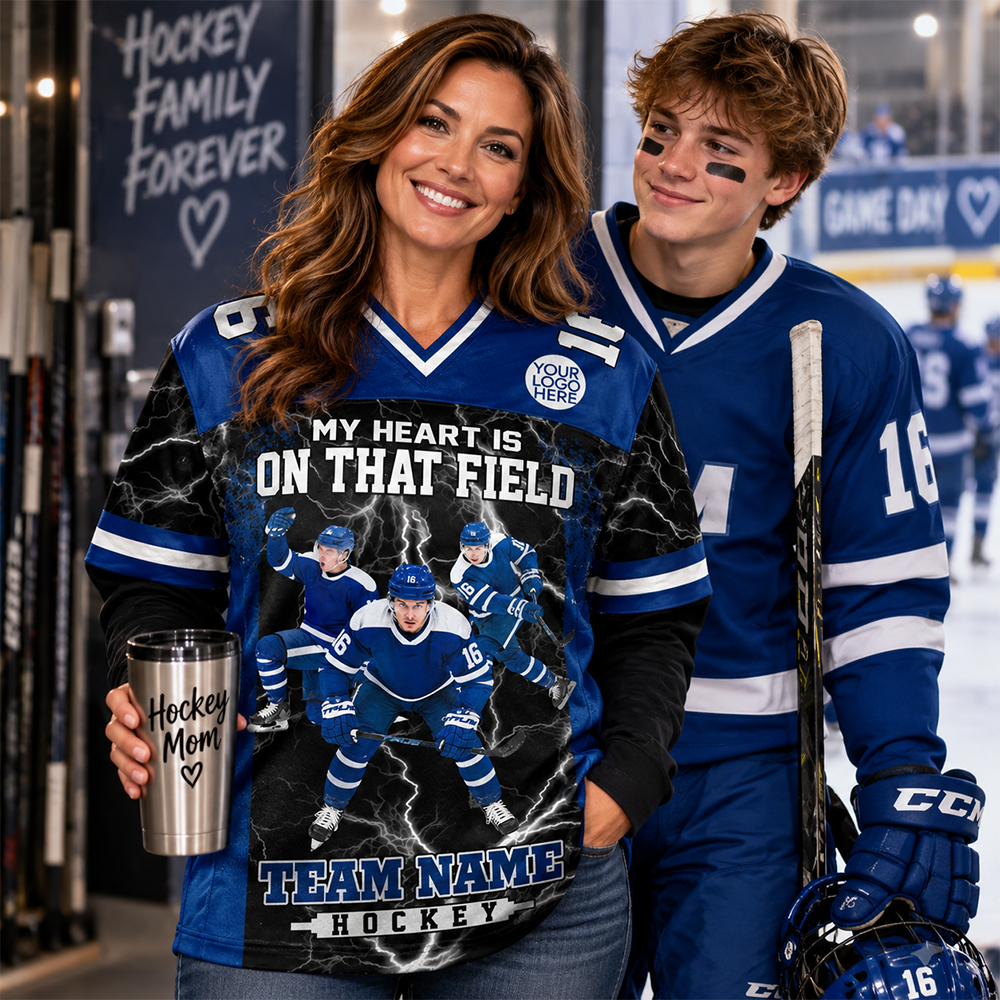 Custom My Heart Is On That Field Hockey Shirt, Gift For Hockey Lovers L0411 Hv01