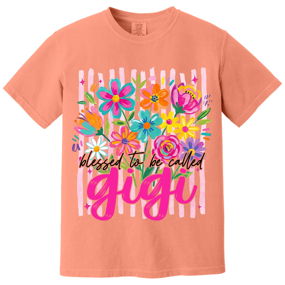 Blessed To Be Called Gigi, Personalized Grandma Shirt With Grandkids Name, Striped Boho Floral Brushstroke Custom Nickname Gigi Nini Nana Mimi, Gift For Grandma For Mom, Best Gifts For Mother's Day MI209 VH01