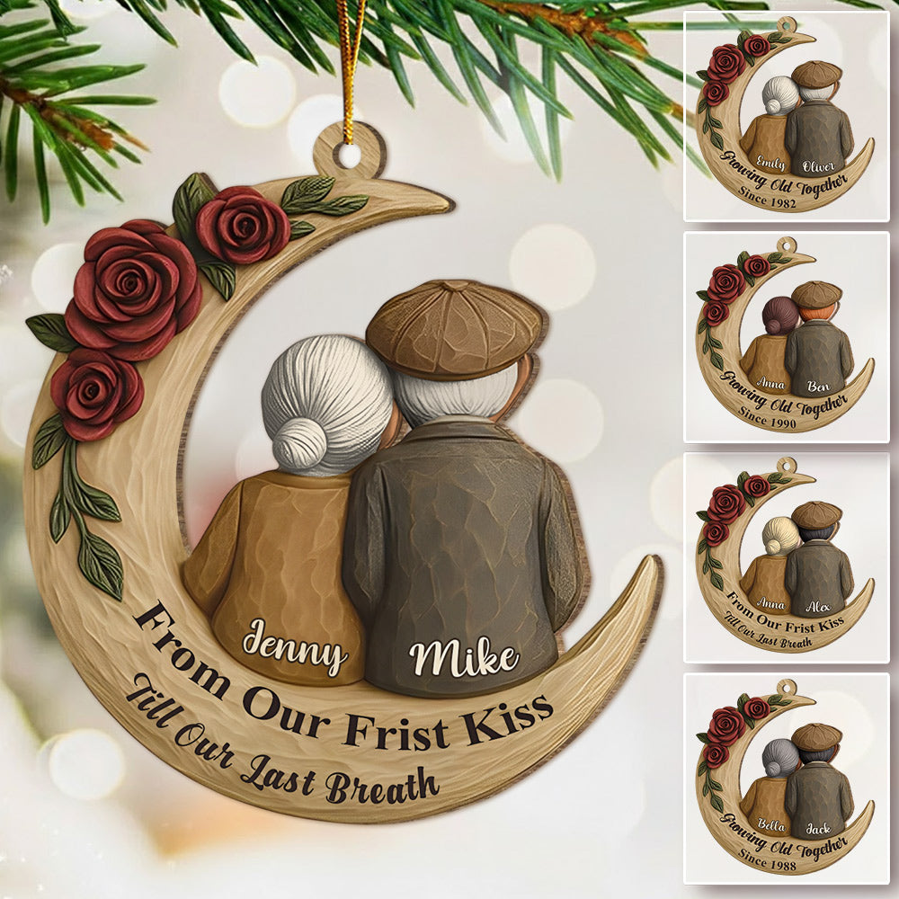 From Our First Kiss Till Our Last Breath Persionalized Custom 1 Layered Wood Couple Ornament Tu24 Li29
