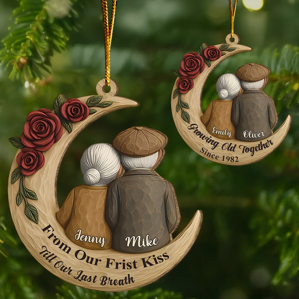 From Our First Kiss Till Our Last Breath Persionalized Custom 1 Layered Wood Couple Ornament Tu24 Li29