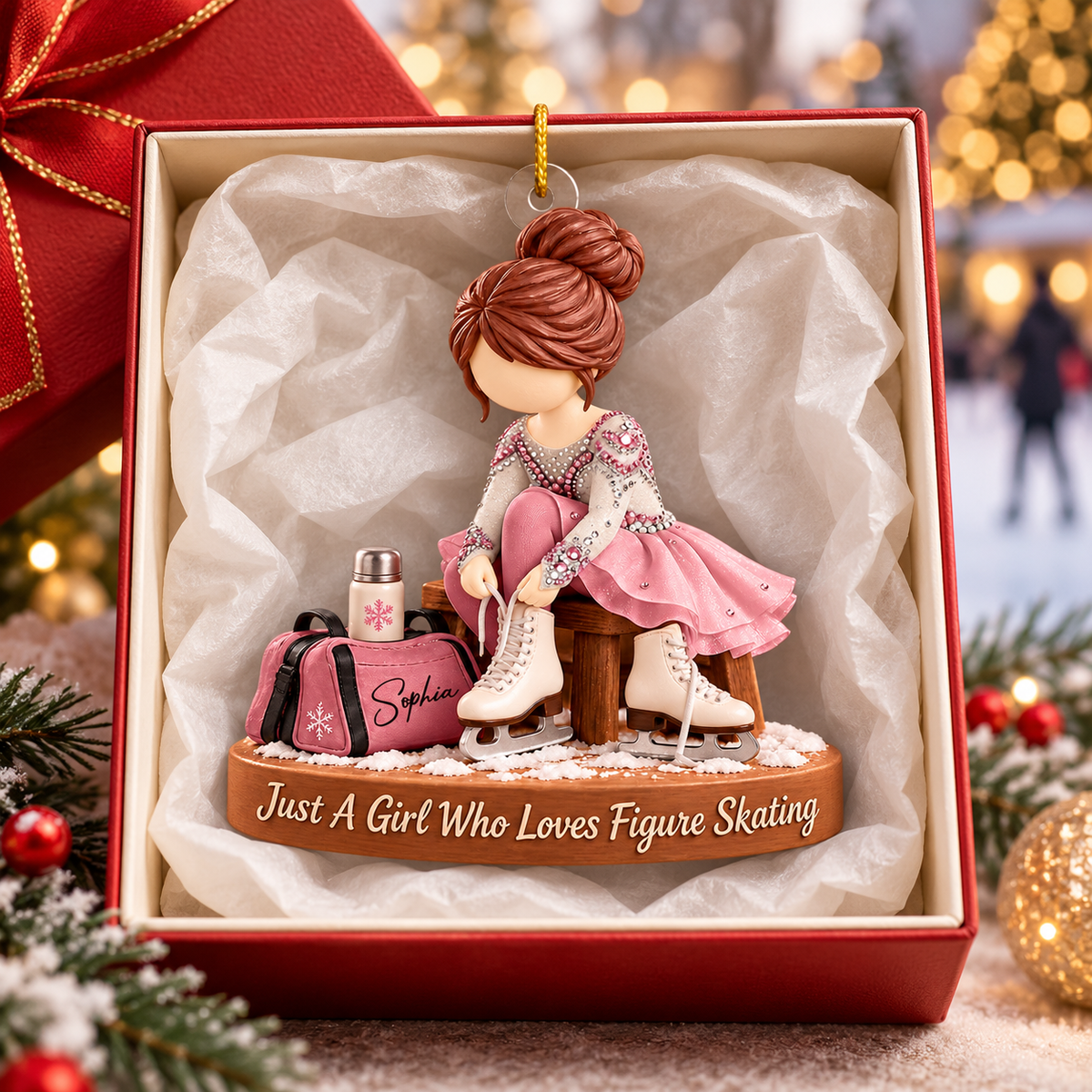Just A Girl Who Loves Figure Skating, Personalized Figure Skating Ornament, Custom Player Name Gift, Gift For Figure Skating Players Figure Skating Lover MI209 VH01