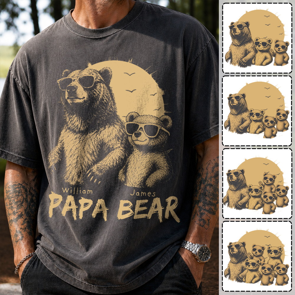 Personalized Papa Bear T-Shirt Father Day Gifts for Dad Funny Papa Tshirt Cool Daddy Bear Tee T24