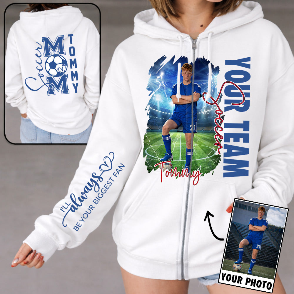 Custom Photo Soccer Shirt, Personalized  Mom Shirt, Soccer Hoodie, Soccer Dad Sweatshirt T1807