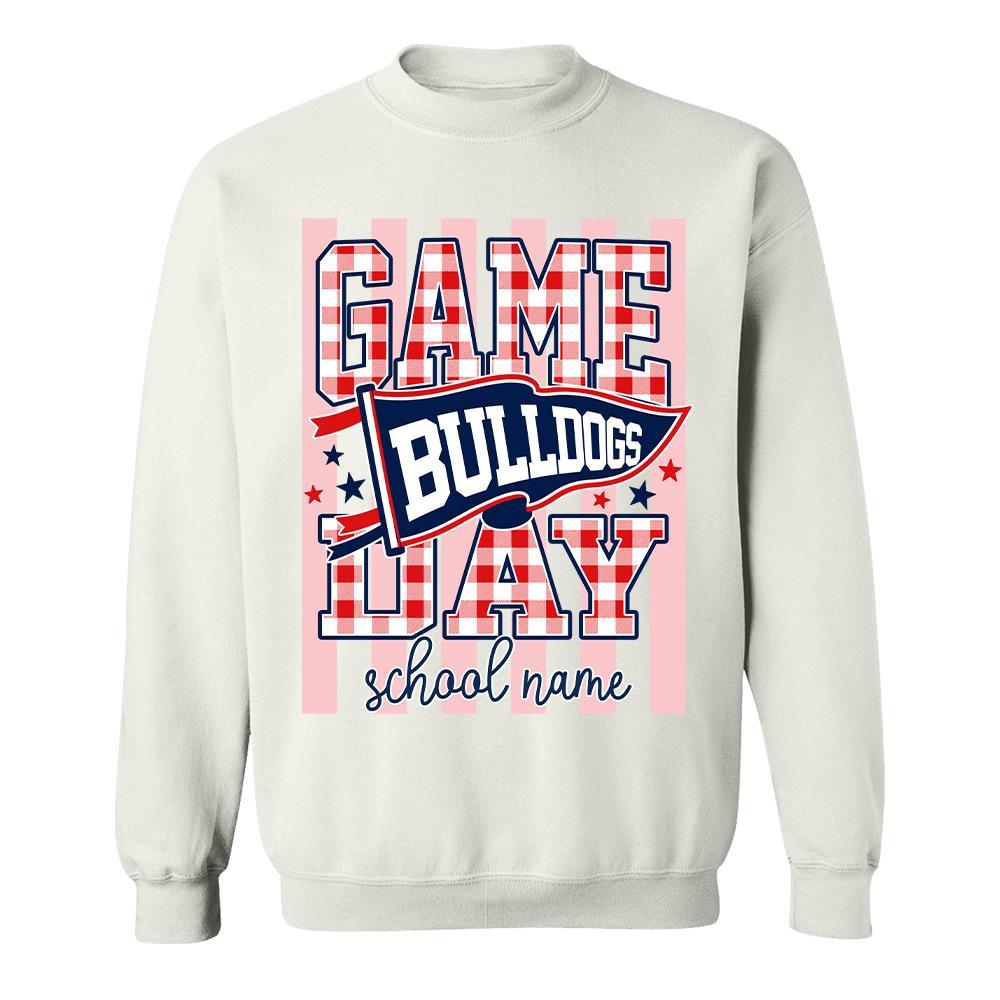 Game Day Striped School Mascot Shirt, Personalized Football School Spirit, Gifts For Teacher Student MI209 Hv01