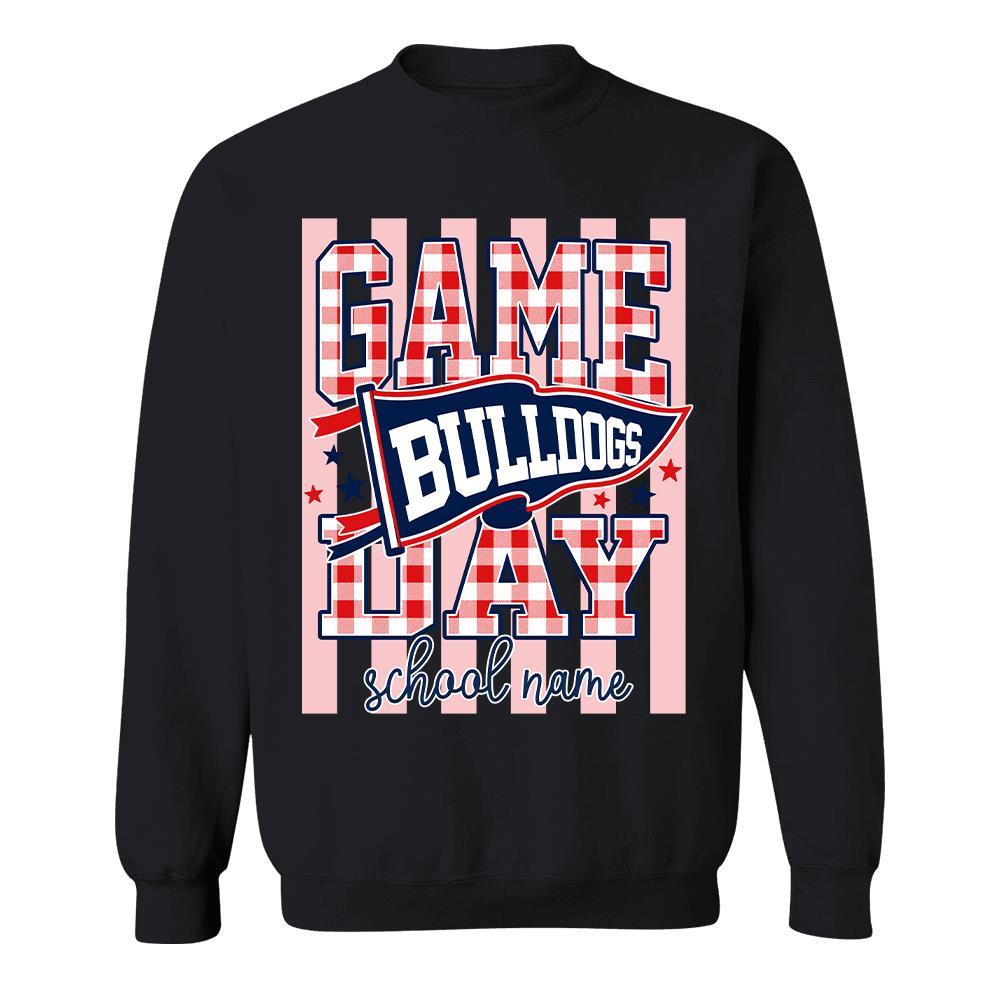 Game Day Striped School Mascot Shirt, Personalized Football School Spirit, Gifts For Teacher Student MI209 Hv01