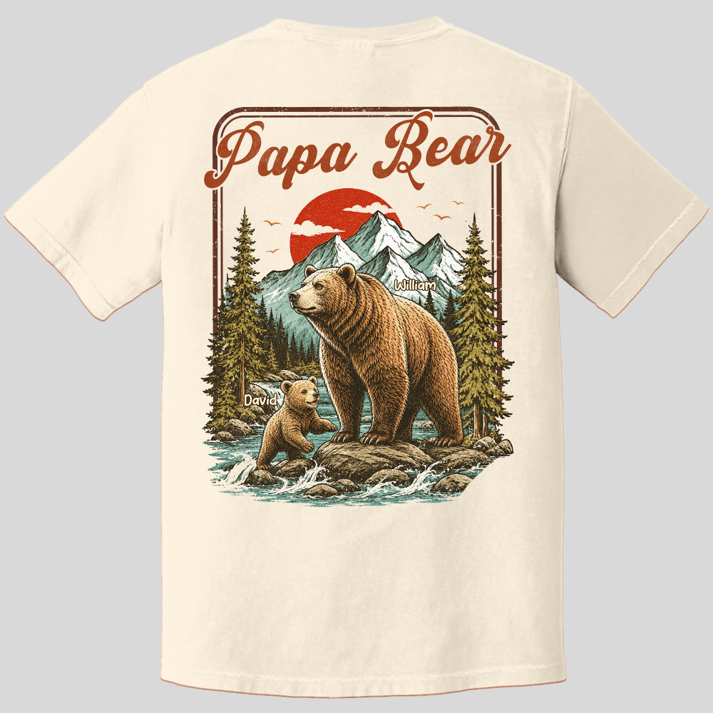 Personalized Papa Bear T-Shirt Father Day Gifts for Dad Funny Papa Tshirt Cool Daddy Bear Vintage Retro Shirt for Men Pt99