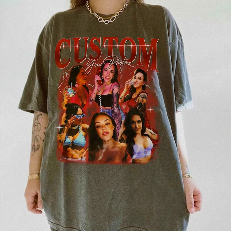 Live Preview Custom Bootleg Shirt Personalized with Your Own Pets Photo