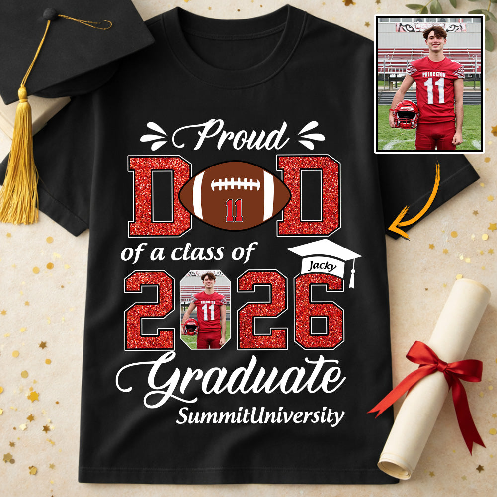 Personalized Football Graduation Shirt Class of 2026 Custom Senior Shirt Family Graduation Gift Football Senior 2026 Shirt Na02 T24