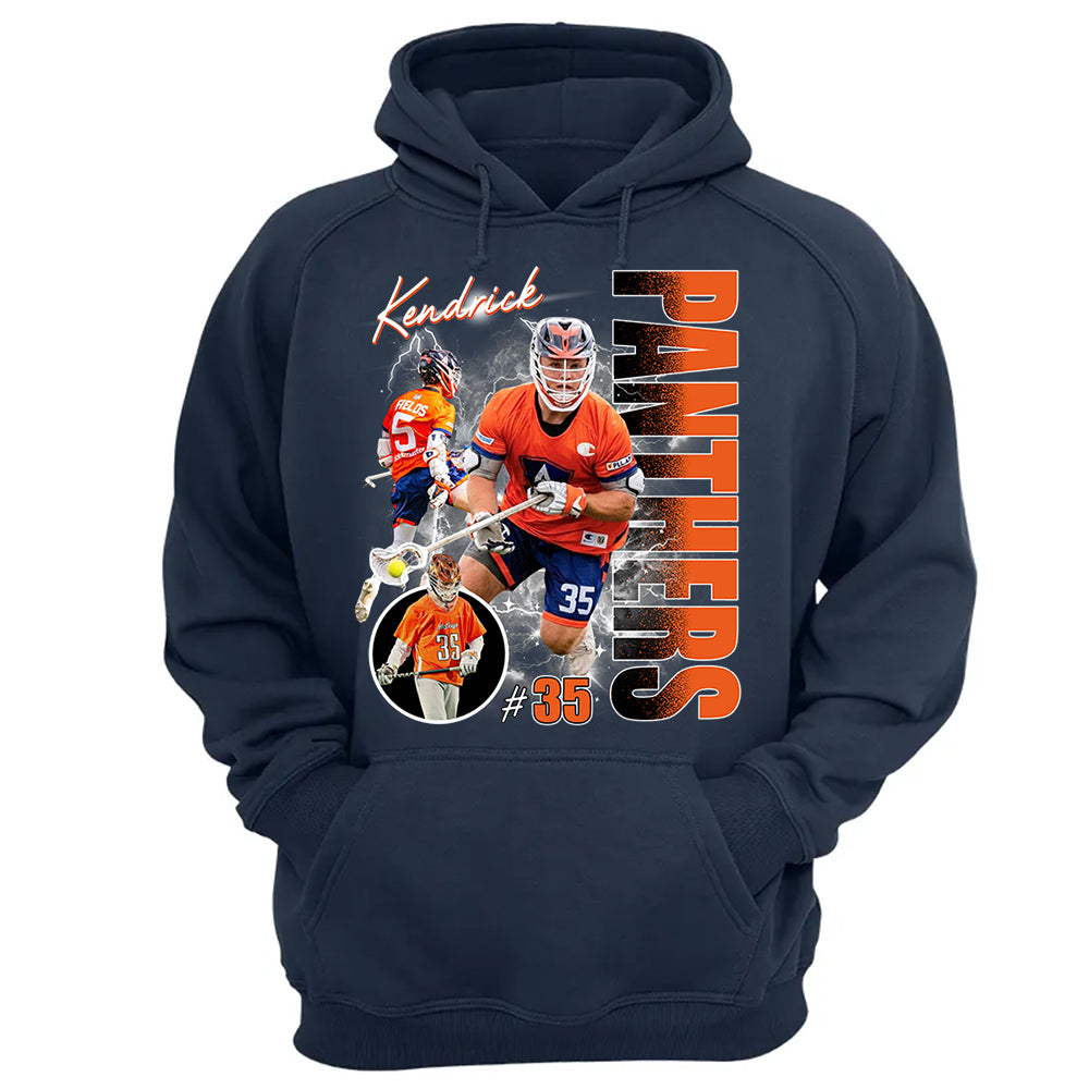 Custom Photo Lacrosse Player Shirt - Personalized Team Name School Name Bootleg Shirt Na02 Do99
