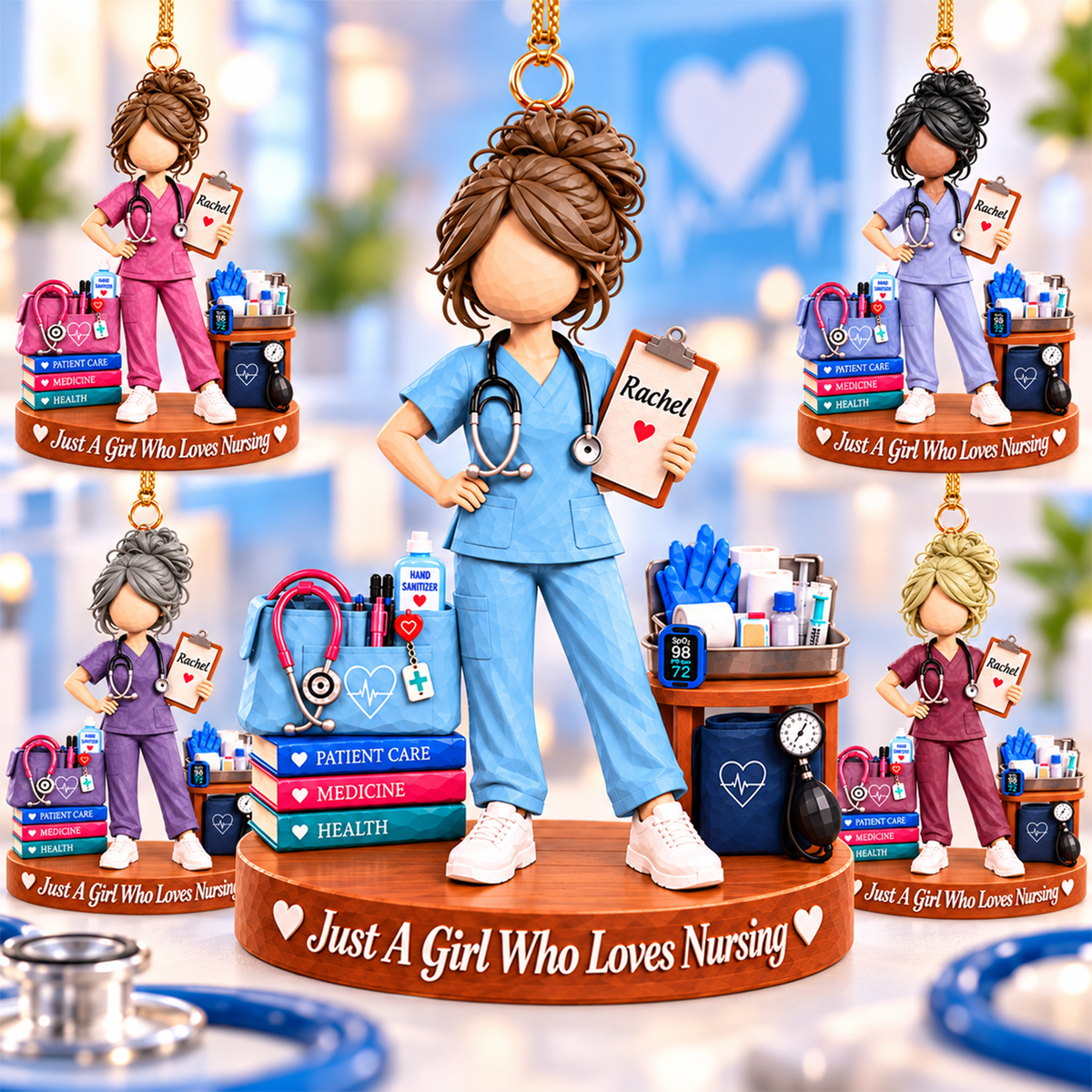Custom Just A Girl Who Loves Nursing Acrylic Ornament, Gift For Nurses L0411 Hv01