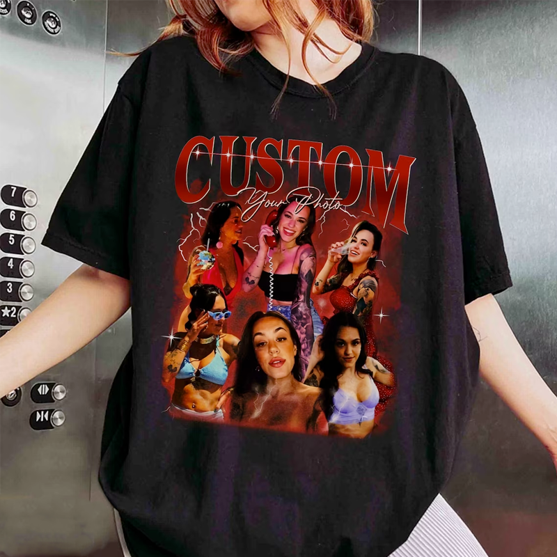 Live Preview Custom Bootleg Shirt Personalized with Your Own Pets Photo