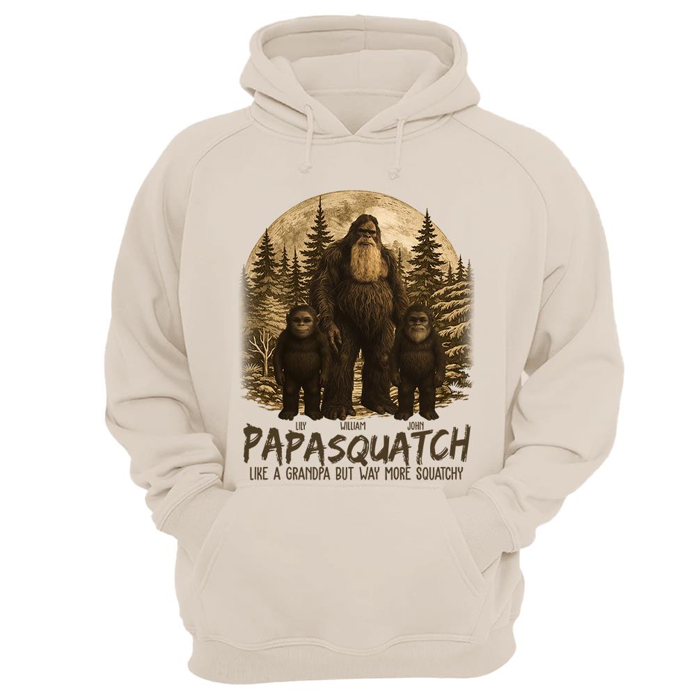 Custom Papasquatch, Like A Grandpa, Just Way More Squatchy Hawaiian Shirt, Personalized Vintage Short Sleeve Silk Shirt Nh00