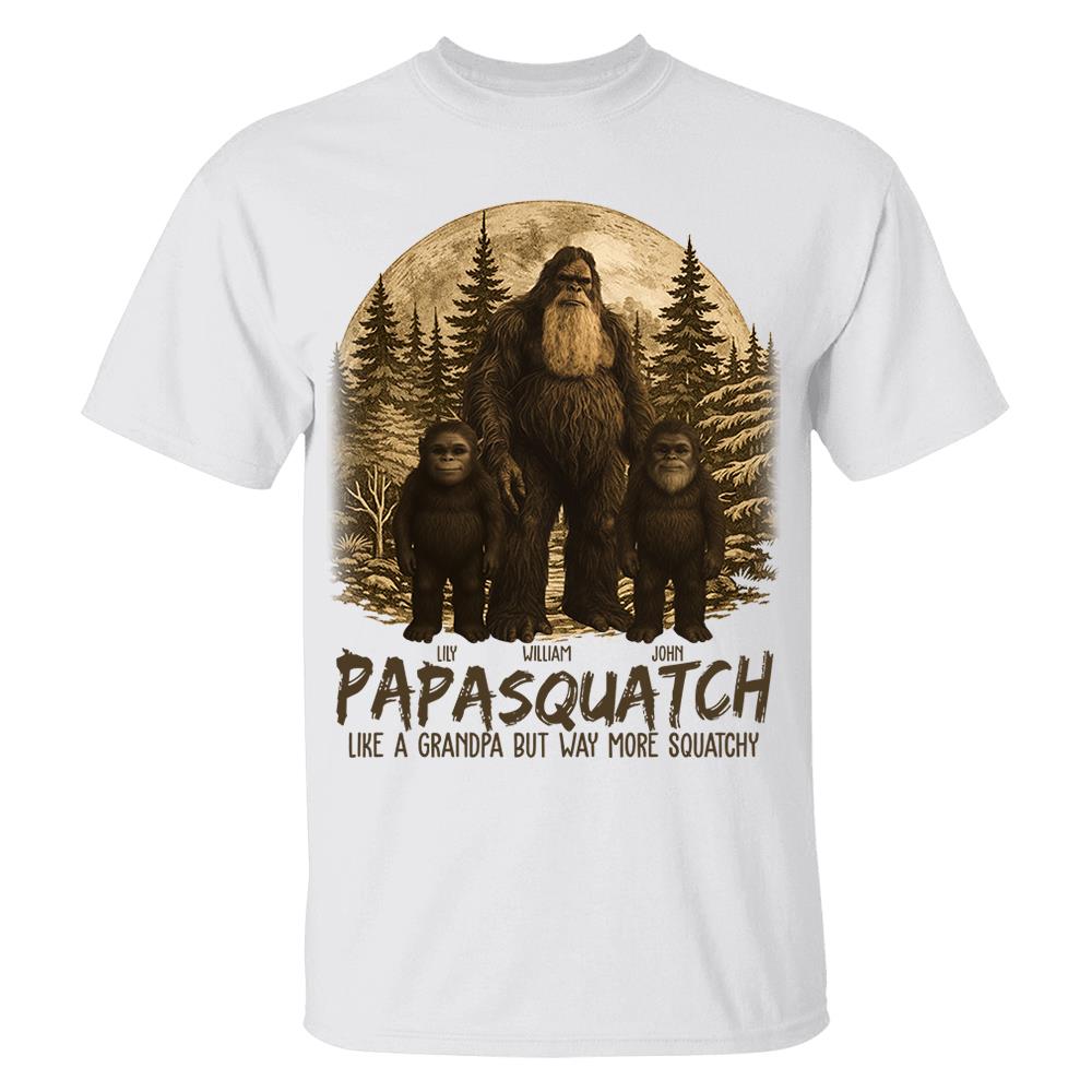 Custom Papasquatch, Like A Grandpa, Just Way More Squatchy Hawaiian Shirt, Personalized Vintage Short Sleeve Silk Shirt Nh00