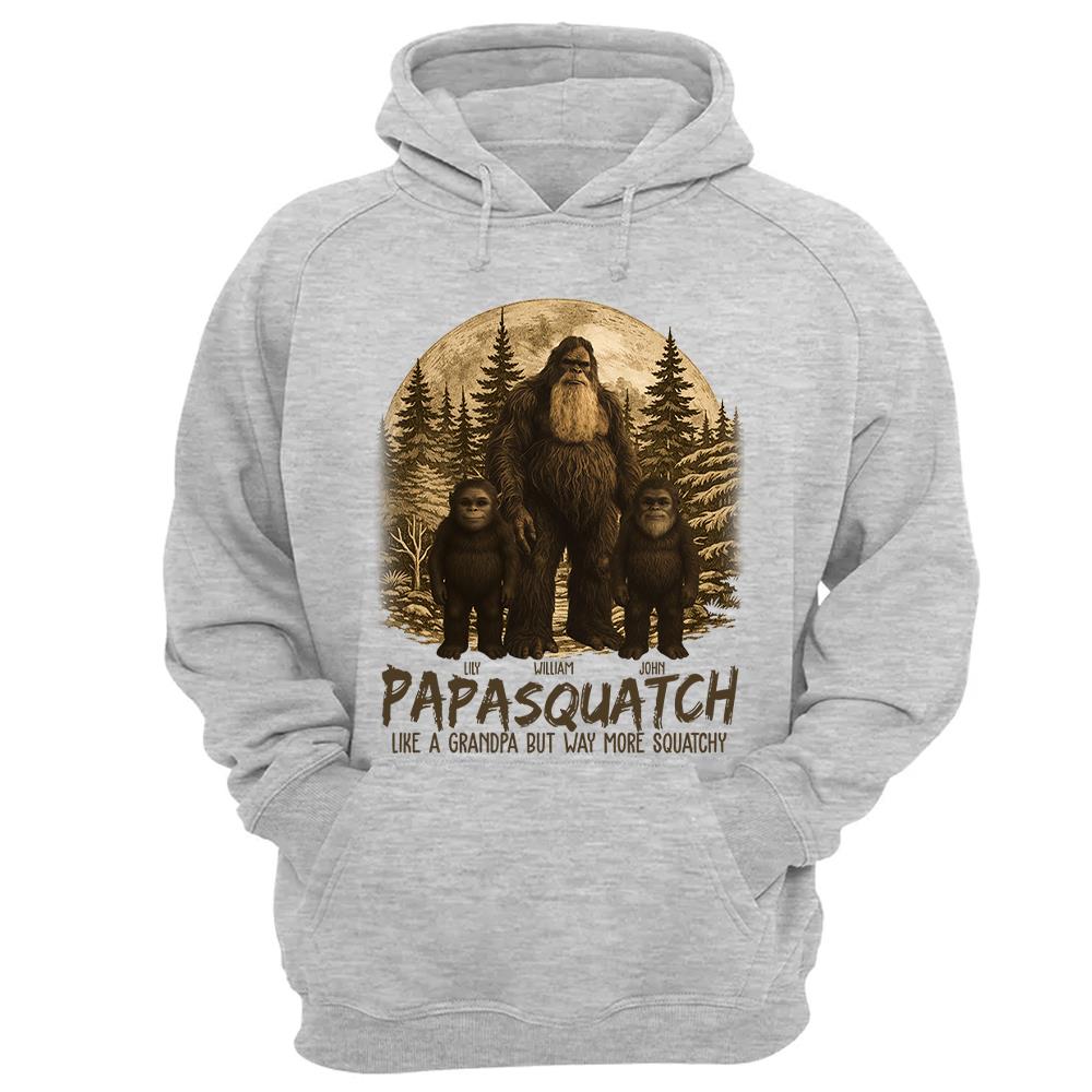 Custom Papasquatch, Like A Grandpa, Just Way More Squatchy Hawaiian Shirt, Personalized Vintage Short Sleeve Silk Shirt Nh00