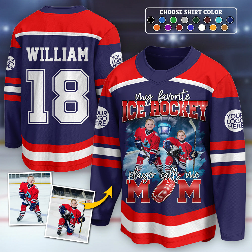 Custom Photo Ice Hockey Jersey Shirt For Ice Hockey Family Game Day Shirt T24