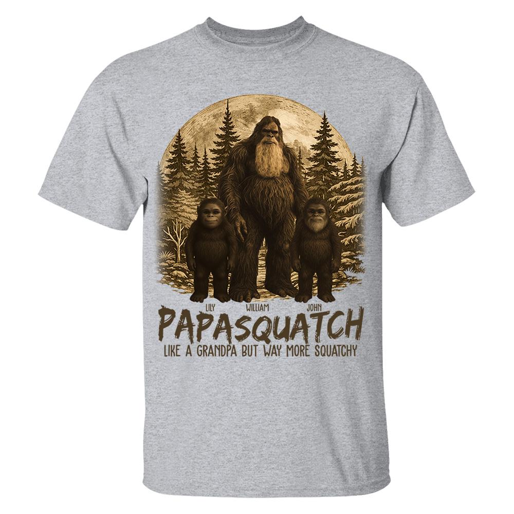 Custom Papasquatch, Like A Grandpa, Just Way More Squatchy Hawaiian Shirt, Personalized Vintage Short Sleeve Silk Shirt Nh00