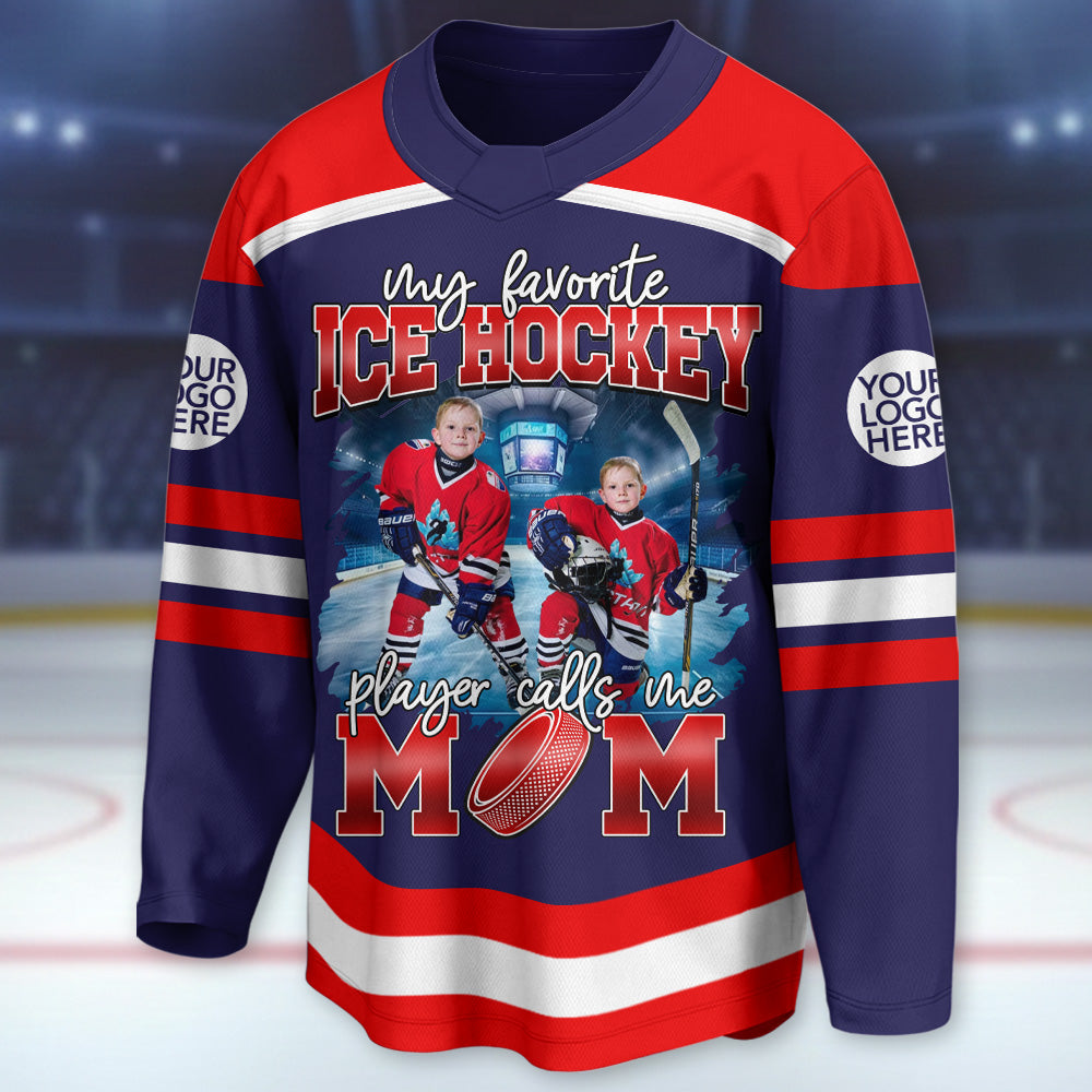 Custom Photo Ice Hockey Jersey Shirt For Ice Hockey Family Game Day Shirt T24