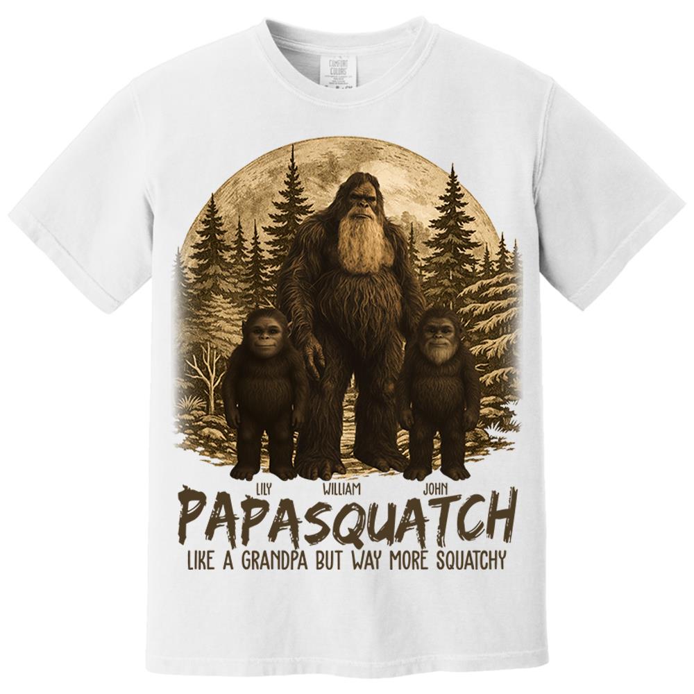 Custom Papasquatch, Like A Grandpa, Just Way More Squatchy Hawaiian Shirt, Personalized Vintage Short Sleeve Silk Shirt Nh00