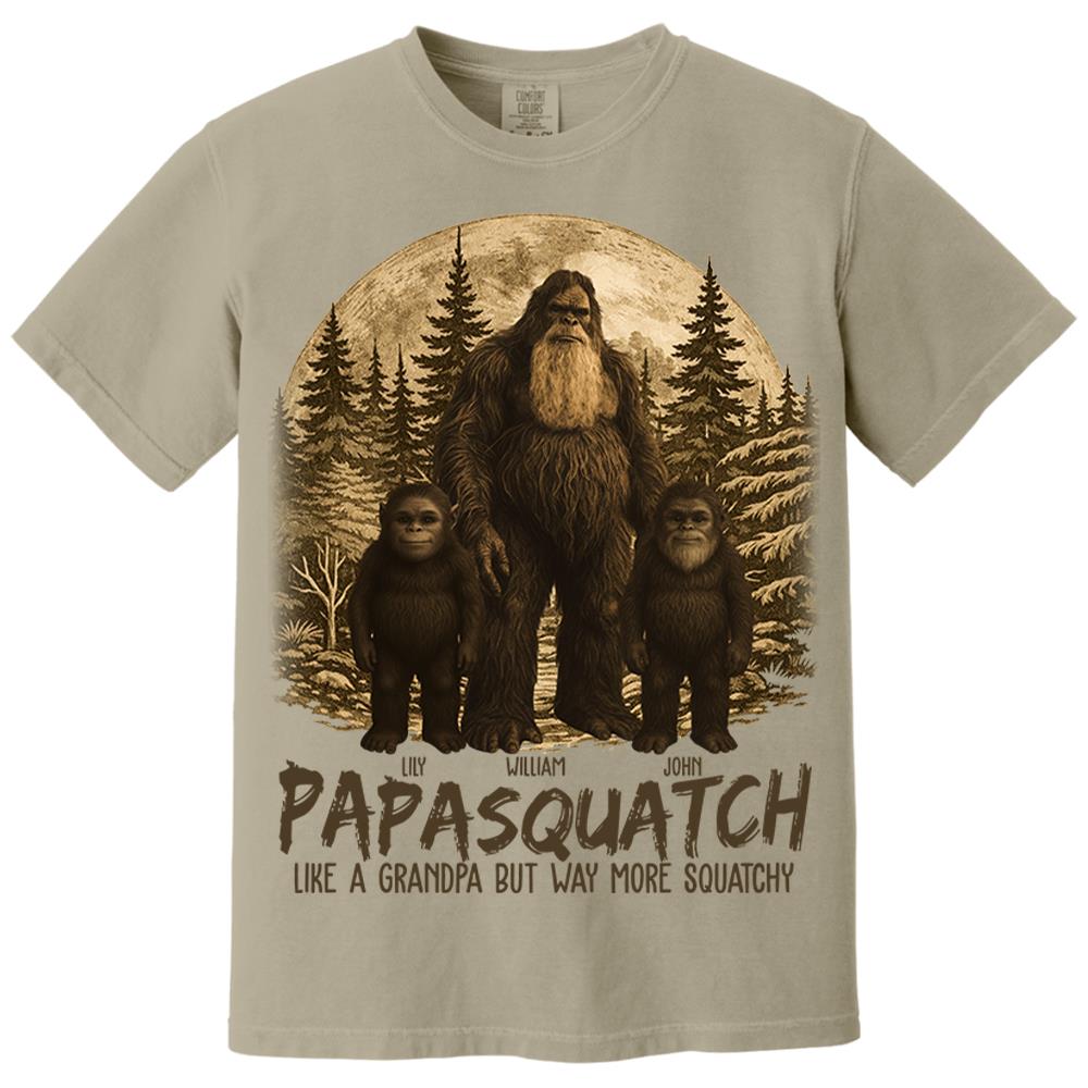 Custom Papasquatch, Like A Grandpa, Just Way More Squatchy Hawaiian Shirt, Personalized Vintage Short Sleeve Silk Shirt Nh00