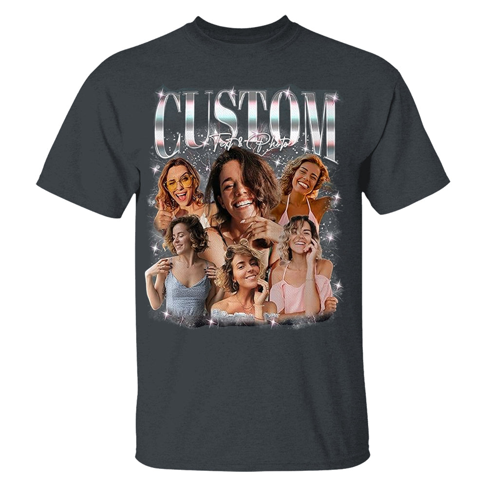 Custom Photo Bootleg Rap Shirt with Girlfriend's Face for Men Boyfriend