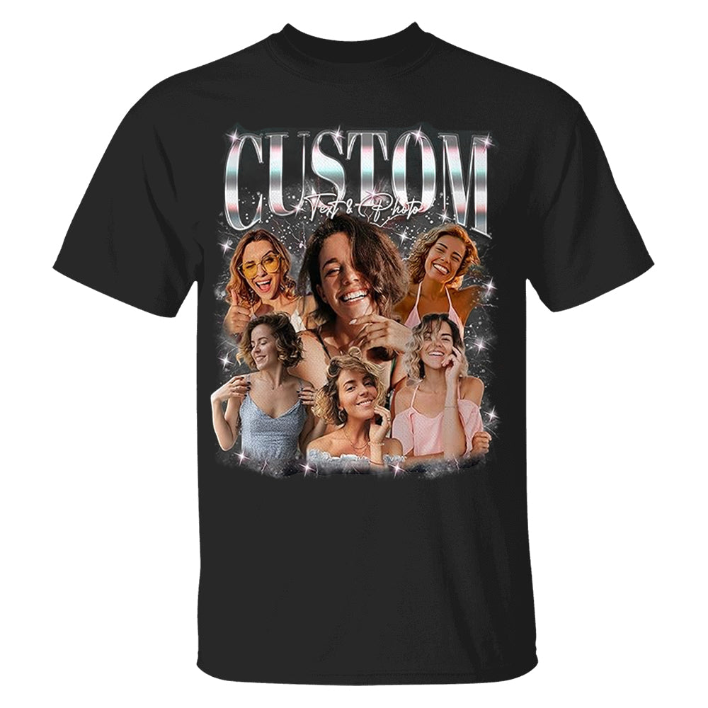 Custom Photo Bootleg Rap Shirt with Girlfriend's Face for Men Boyfriend