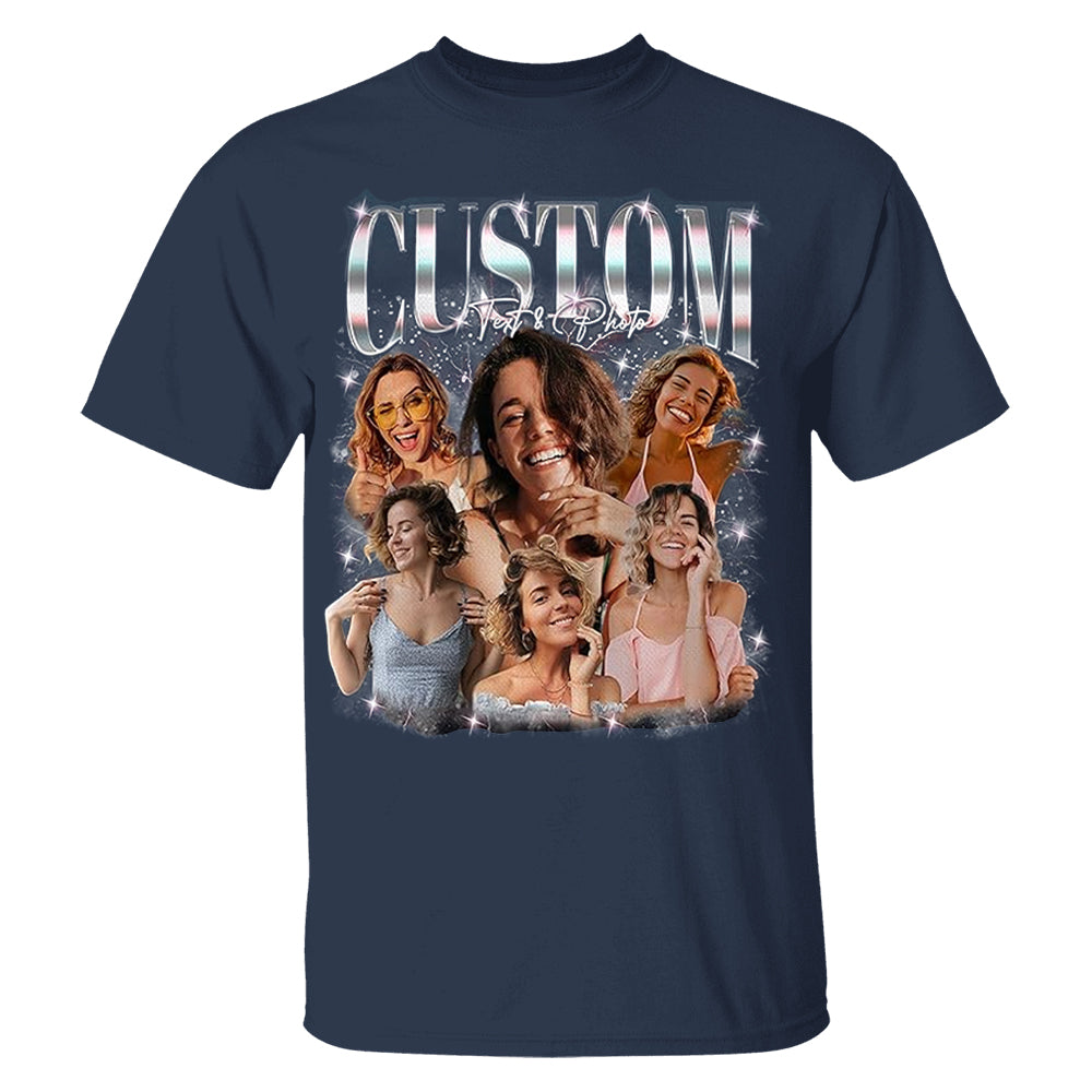 Custom Photo Bootleg Rap Shirt with Girlfriend's Face for Men Boyfriend