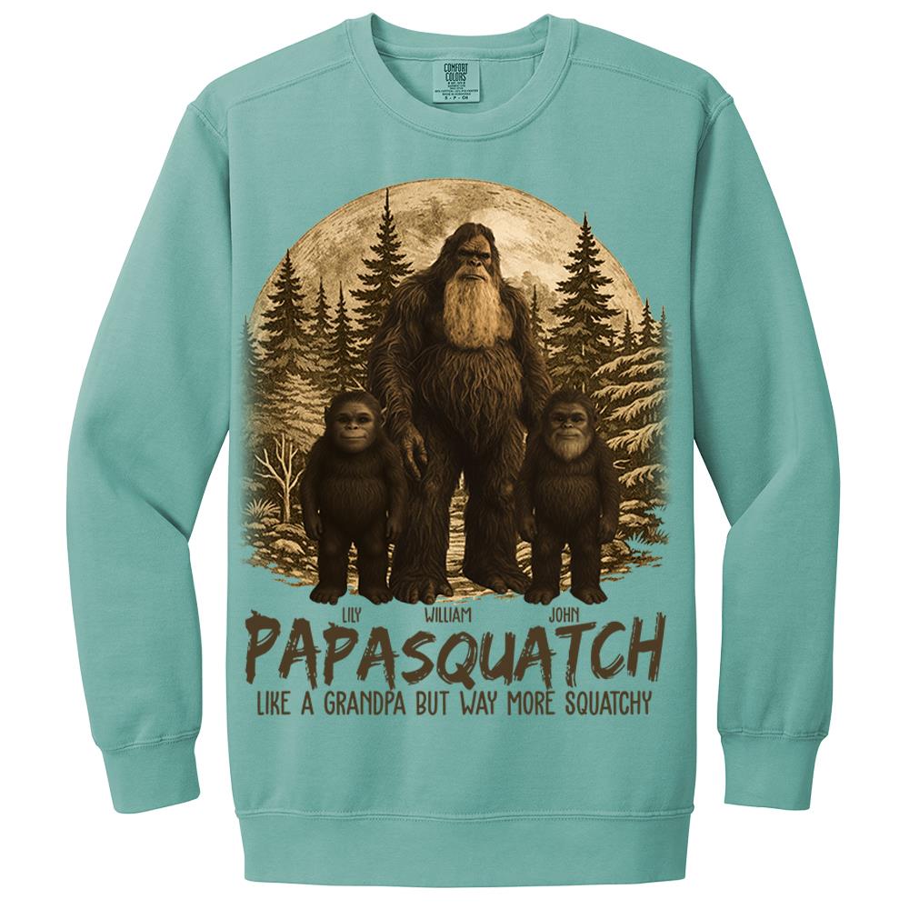 Custom Papasquatch, Like A Grandpa, Just Way More Squatchy Hawaiian Shirt, Personalized Vintage Short Sleeve Silk Shirt Nh00