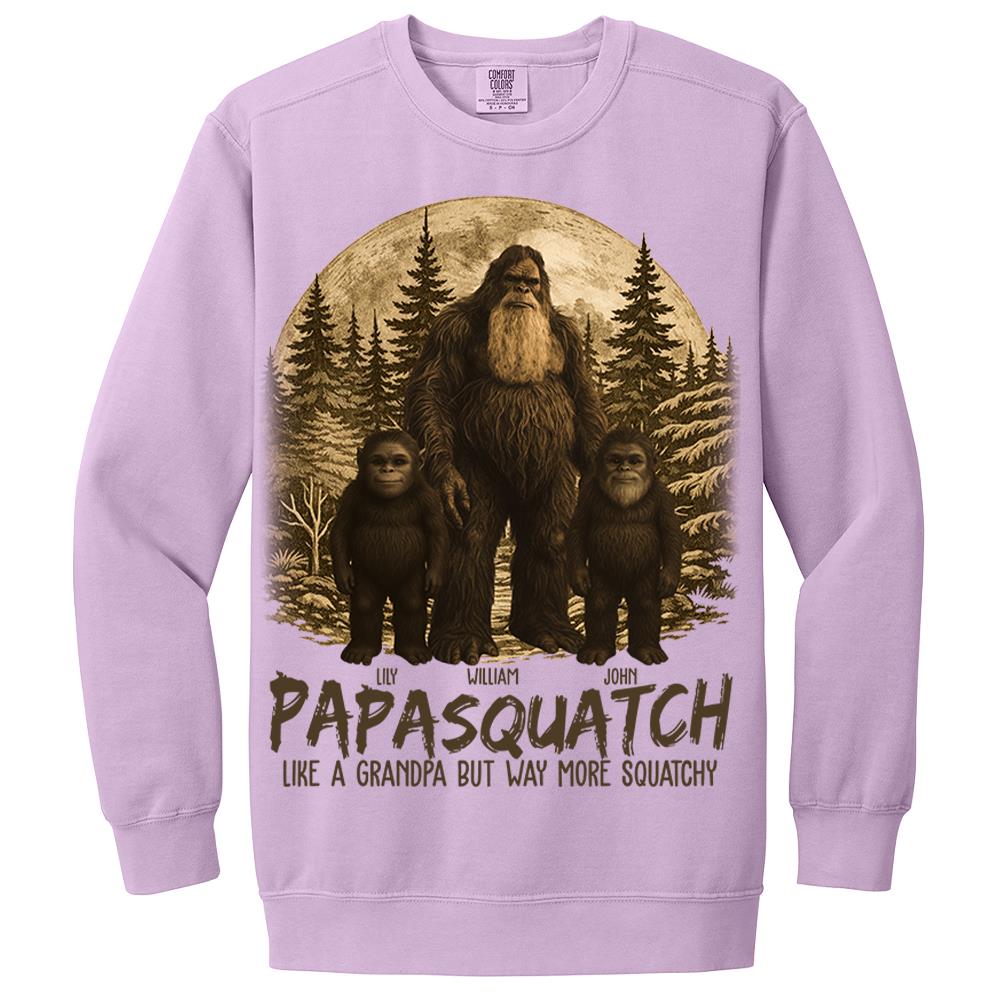 Custom Papasquatch, Like A Grandpa, Just Way More Squatchy Hawaiian Shirt, Personalized Vintage Short Sleeve Silk Shirt Nh00