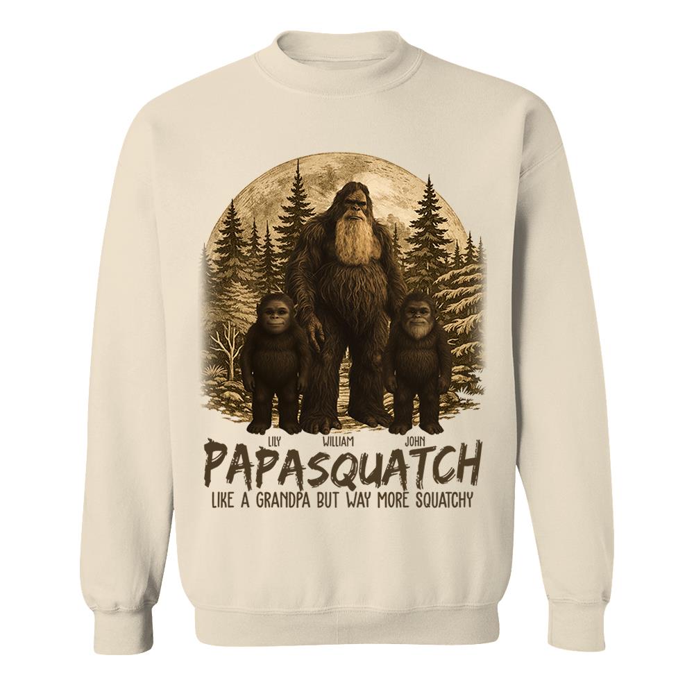 Custom Papasquatch, Like A Grandpa, Just Way More Squatchy Hawaiian Shirt, Personalized Vintage Short Sleeve Silk Shirt Nh00