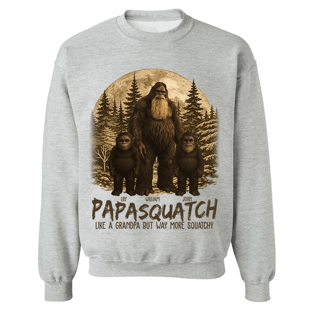 Custom Papasquatch, Like A Grandpa, Just Way More Squatchy Hawaiian Shirt, Personalized Vintage Short Sleeve Silk Shirt Nh00