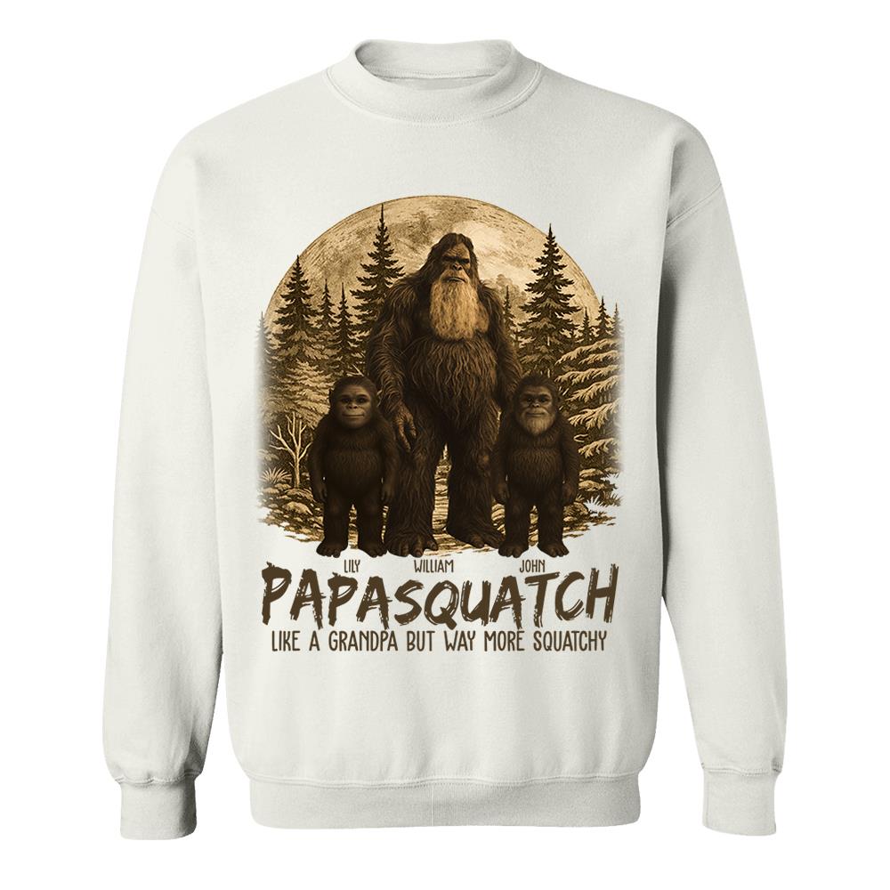 Custom Papasquatch, Like A Grandpa, Just Way More Squatchy Hawaiian Shirt, Personalized Vintage Short Sleeve Silk Shirt Nh00