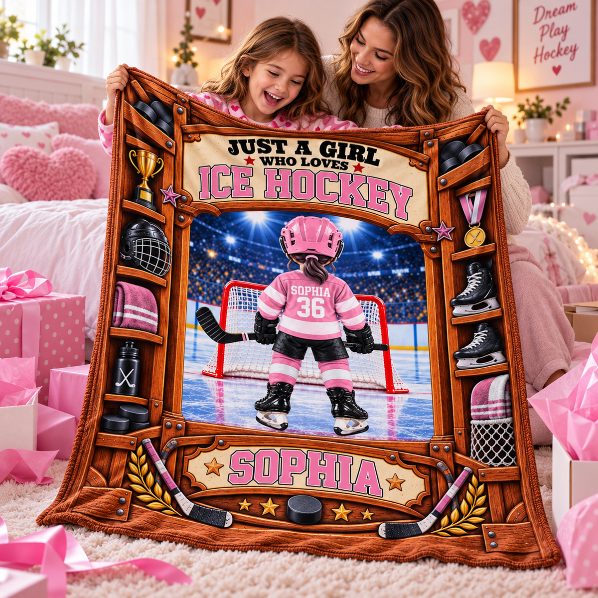 Custom Just A Boy Girl Who Loves Ice Hockey Blanket, Gift For Hockey Lovers L0411 Tm01 KL07