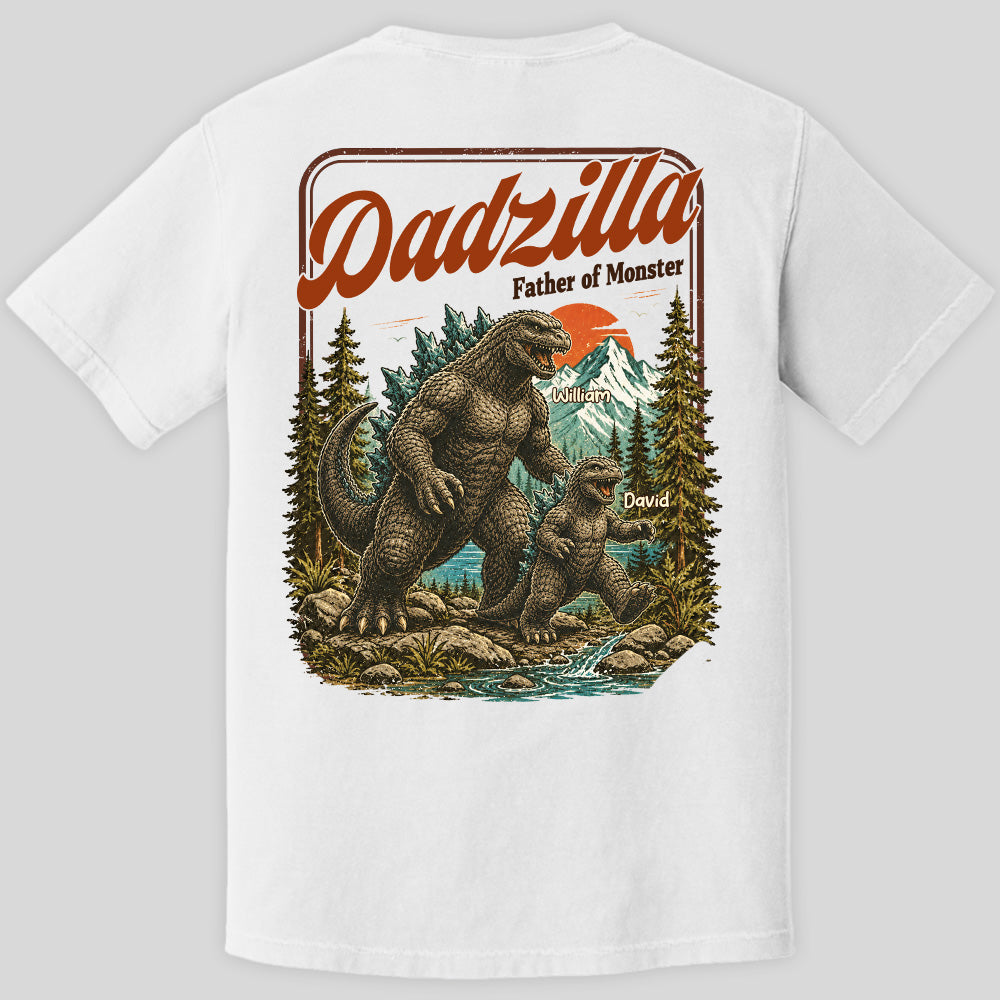 Personalized Dadzilla Father Of Monster T-Shirt Father Day Gifts for Dad Funny Papa Tshirt Cool Daddy Dinosaur Vintage Retro Shirt for Men Pt99