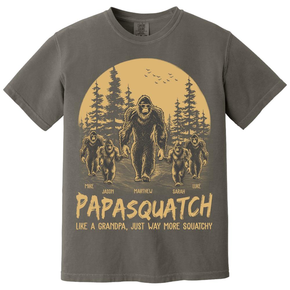 Personalized Papasquatch, Like A Grandpa, Just Way More Squatchy T-Shirt Father Day Gifts for Dad Funny Papa Tshirt Cool Daddy Bigfoot Tee