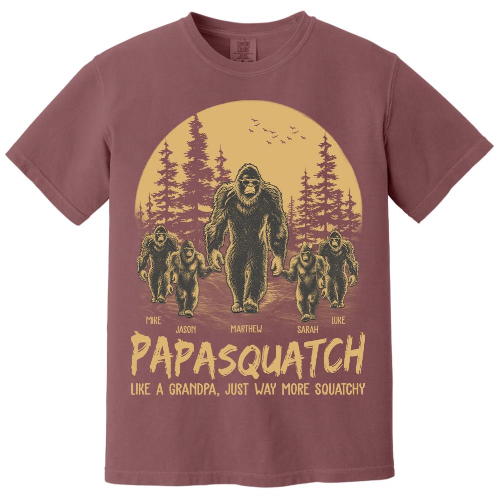 Personalized Papasquatch, Like A Grandpa, Just Way More Squatchy T-Shirt Father Day Gifts for Dad Funny Papa Tshirt Cool Daddy Bigfoot Tee