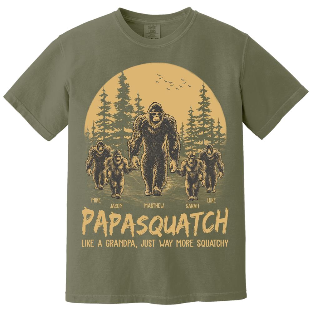 Personalized Papasquatch, Like A Grandpa, Just Way More Squatchy T-Shirt Father Day Gifts for Dad Funny Papa Tshirt Cool Daddy Bigfoot Tee