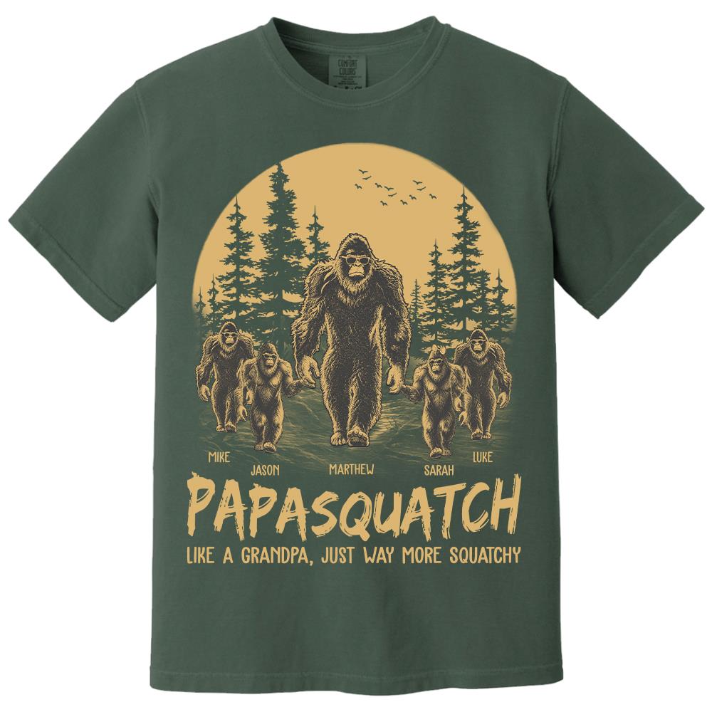 Personalized Papasquatch, Like A Grandpa, Just Way More Squatchy T-Shirt Father Day Gifts for Dad Funny Papa Tshirt Cool Daddy Bigfoot Tee