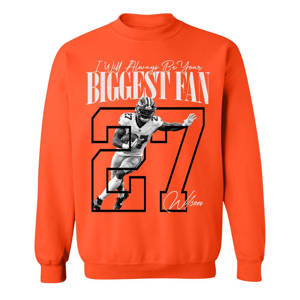 Personalized I'll Always Be Your Biggest Fan Shirt, Custom Photo Name & Number Football Player L0411 Hv01