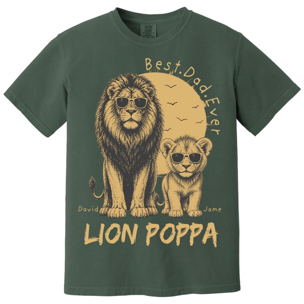 Retro Vintage Lion Dad And Kids Daddy Protector - Personalized Shirt - Cool Father's Day Gift For Dad, Husband Hv01 Vr1