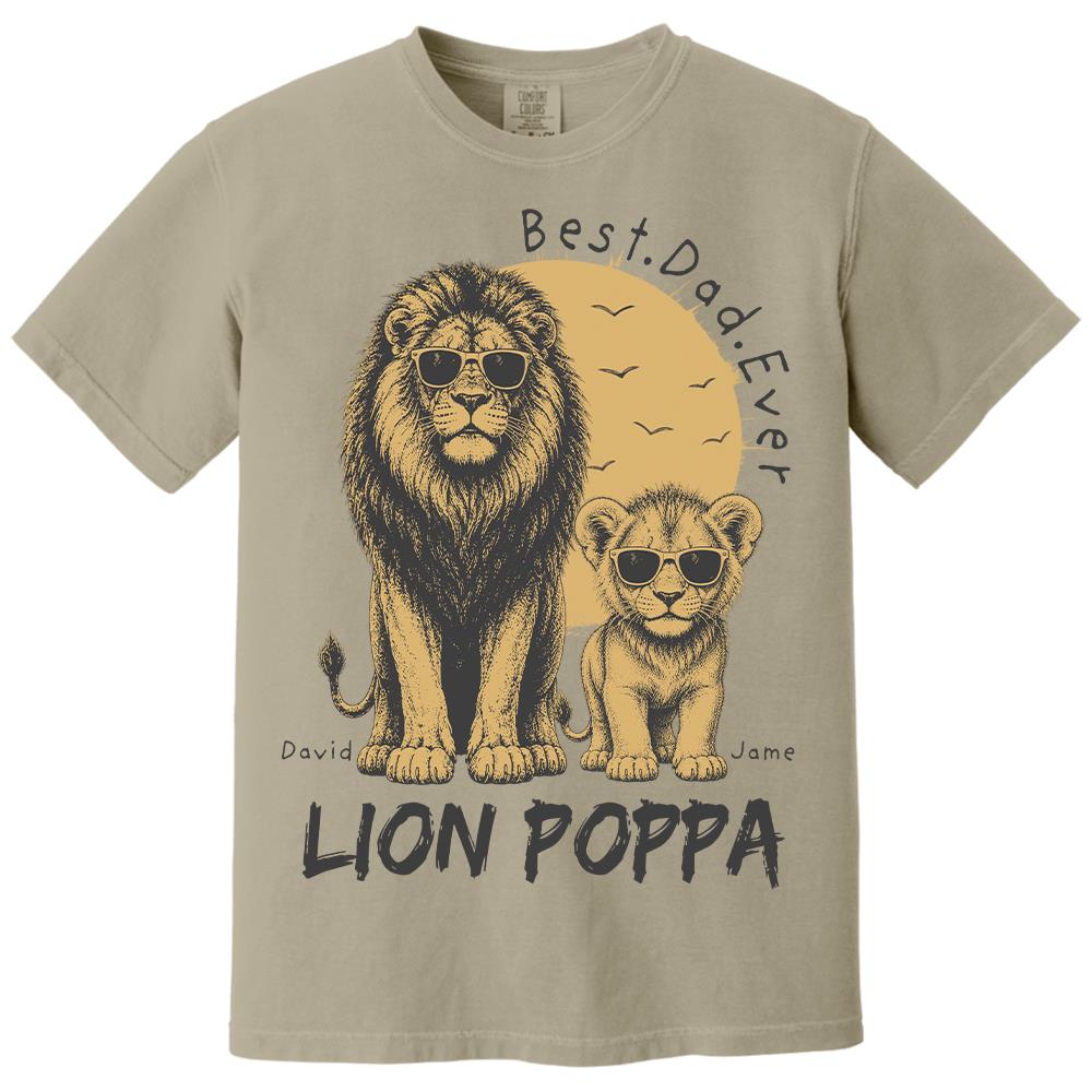 Retro Vintage Lion Dad And Kids Daddy Protector - Personalized Shirt - Cool Father's Day Gift For Dad, Husband Hv01 Vr1
