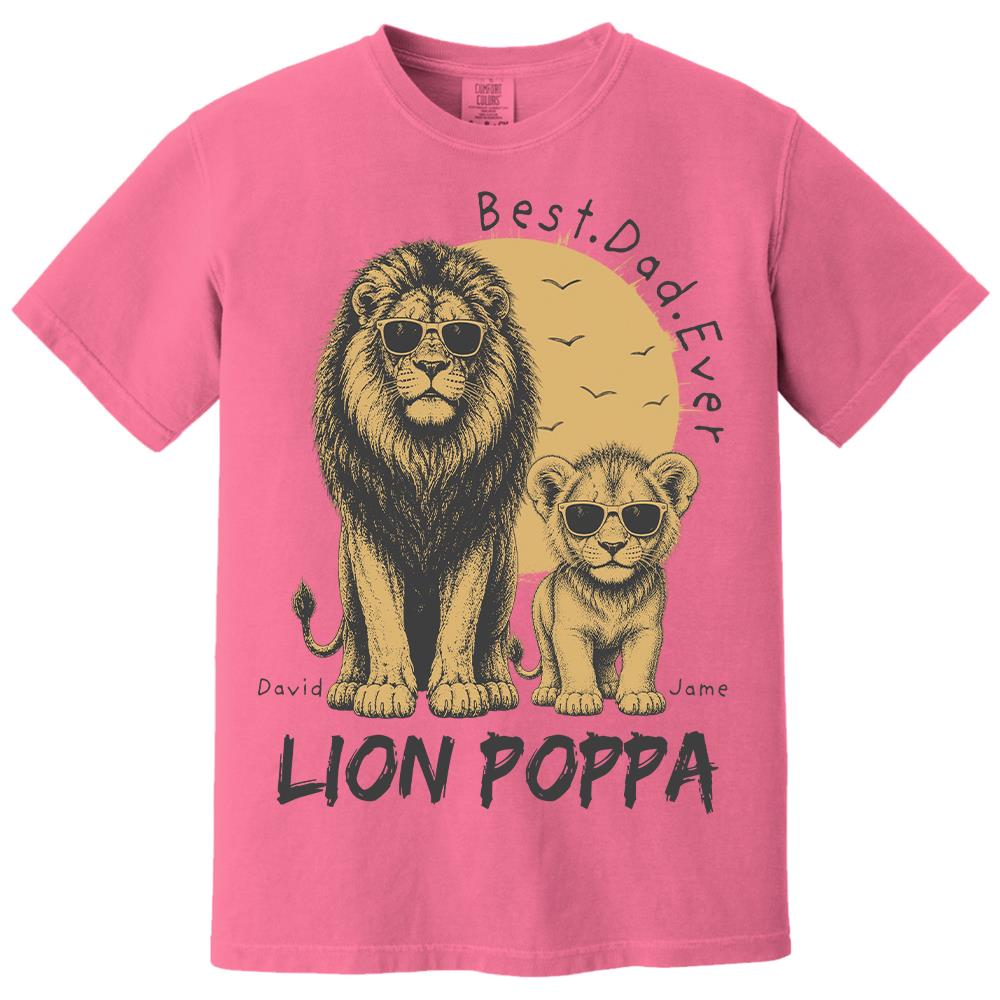 Retro Vintage Lion Dad And Kids Daddy Protector - Personalized Shirt - Cool Father's Day Gift For Dad, Husband Hv01 Vr1