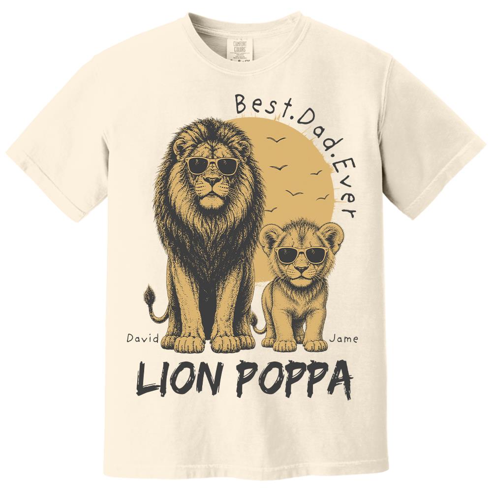 Retro Vintage Lion Dad And Kids Daddy Protector - Personalized Shirt - Cool Father's Day Gift For Dad, Husband Hv01 Vr1