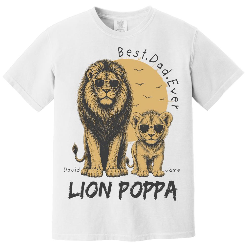 Retro Vintage Lion Dad And Kids Daddy Protector - Personalized Shirt - Cool Father's Day Gift For Dad, Husband Hv01 Vr1