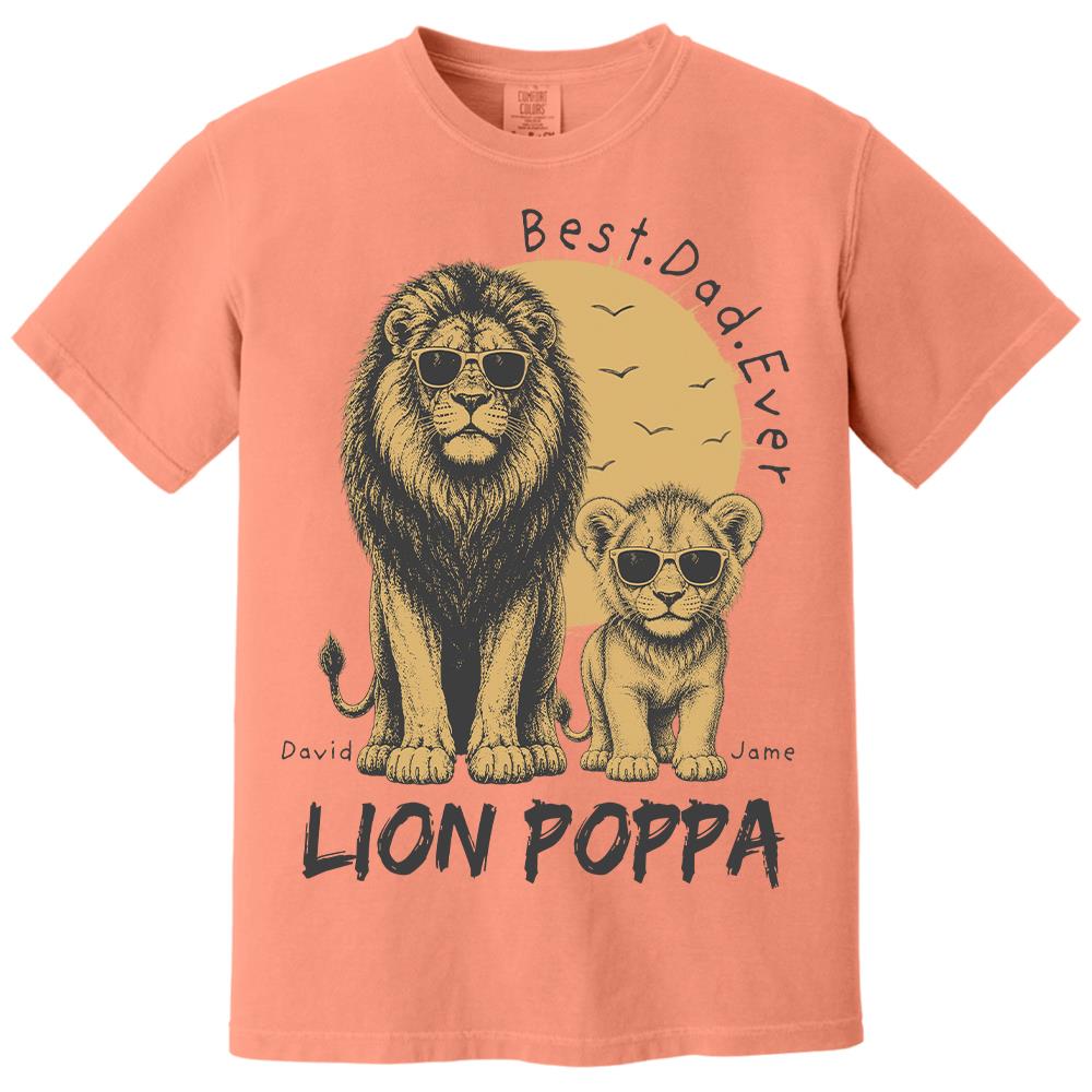 Retro Vintage Lion Dad And Kids Daddy Protector - Personalized Shirt - Cool Father's Day Gift For Dad, Husband Hv01 Vr1