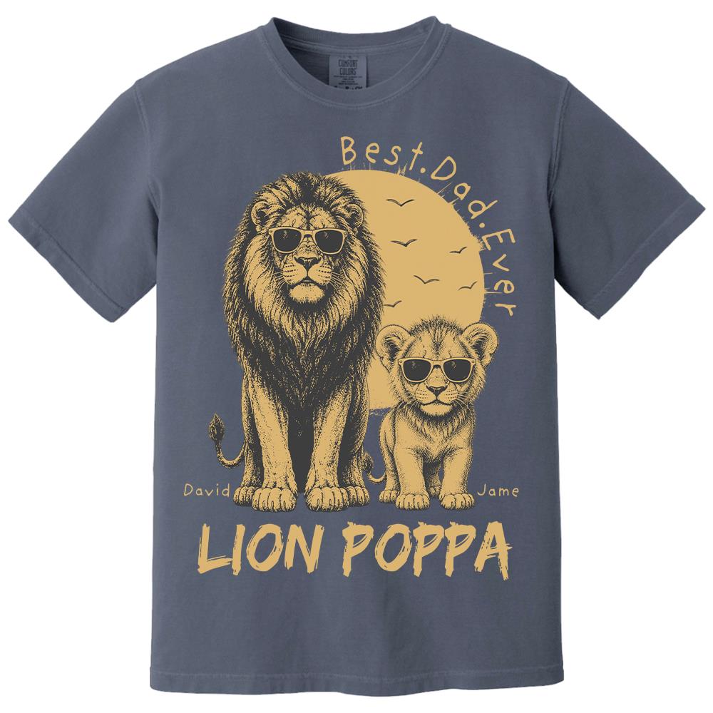 Retro Vintage Lion Dad And Kids Daddy Protector - Personalized Shirt - Cool Father's Day Gift For Dad, Husband Hv01 Vr1