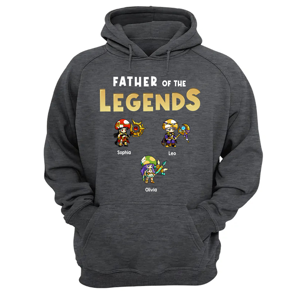 Personalized Father of the Legends Shirt, Custom Gamer Dad Tee With Kids Names, RPG Character Father's Day Gift From Kids, Gaming Papa TH23