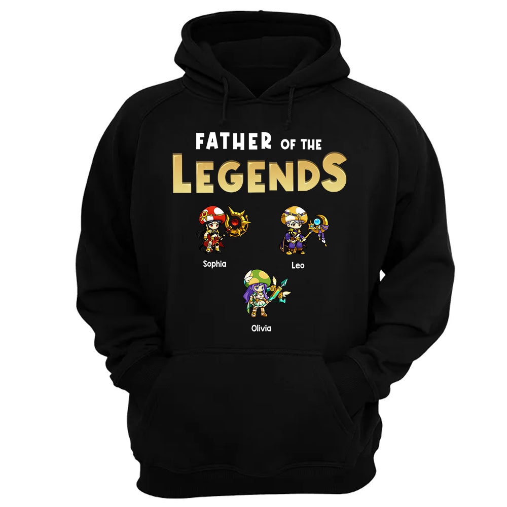 Personalized Father of the Legends Shirt, Custom Gamer Dad Tee With Kids Names, RPG Character Father's Day Gift From Kids, Gaming Papa TH23