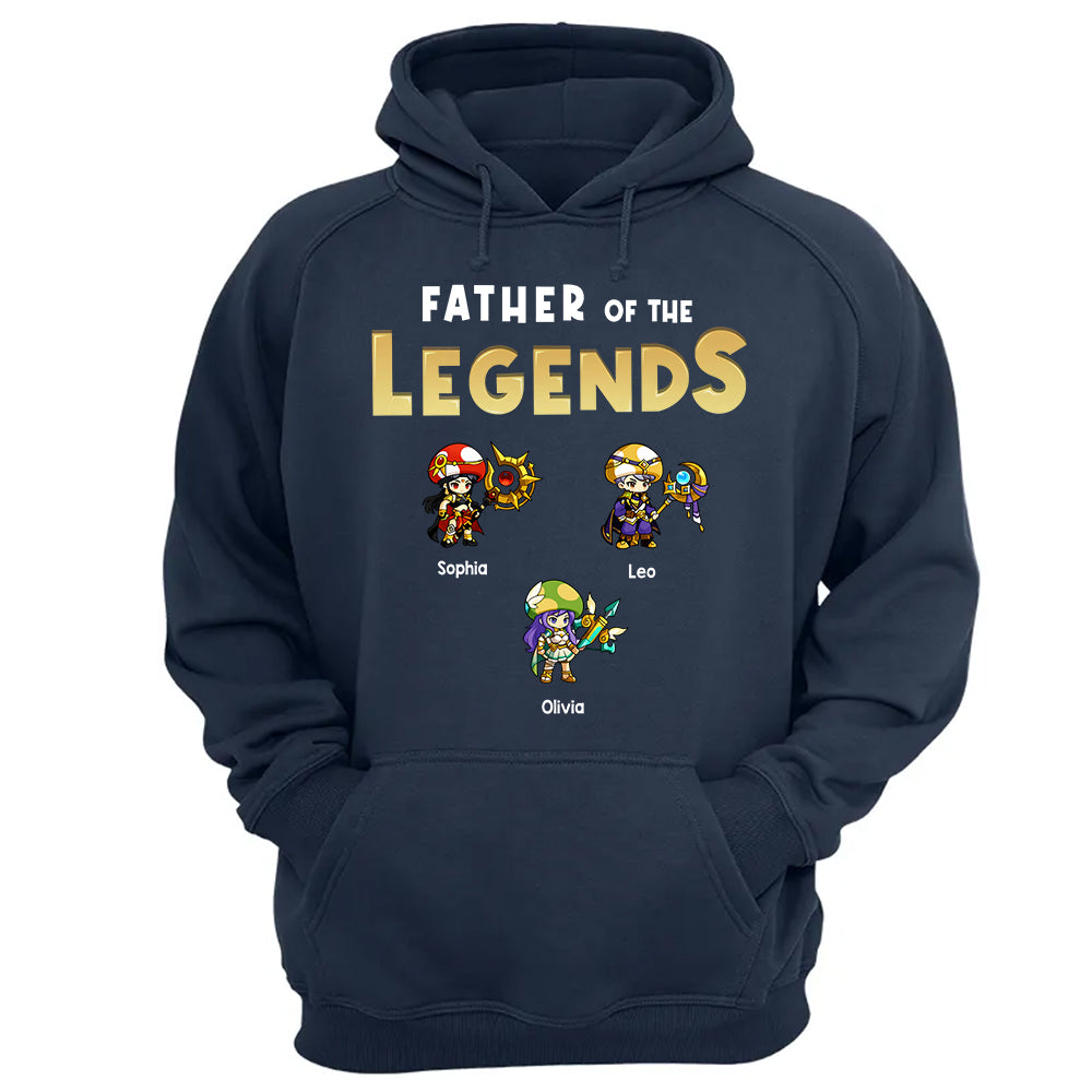Personalized Father of the Legends Shirt, Custom Gamer Dad Tee With Kids Names, RPG Character Father's Day Gift From Kids, Gaming Papa TH23