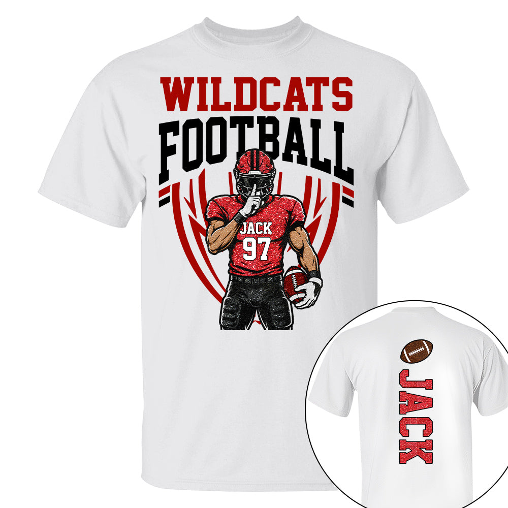 Custom Football Team Name & Number Shirt Football Mom Shirt Football Team Shirt Game Day Shirt Gift for Mom High School Football Cheer Shirt Vr2